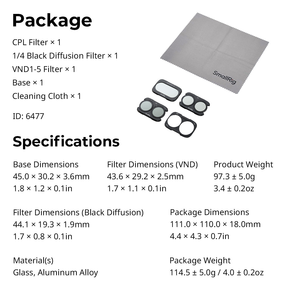 SmallRig 6658 - Split filter Kit para DJI Osmo Pocket 4P