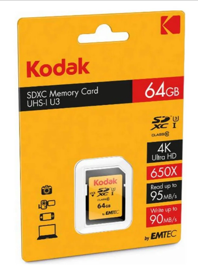 Kodak SDXC 64GB UHS-I U3 V30 100MB/s - NOVO