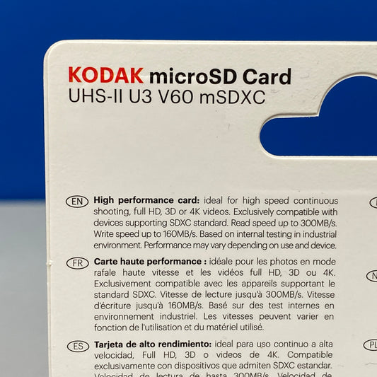 Kodak microSD Card 256 GB UHS-II U3 V60 - 300MB/s