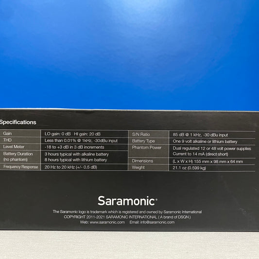 Saramonic SR-AX107 (2-Channel Preamp XLR Audio Adapter) - NOVO