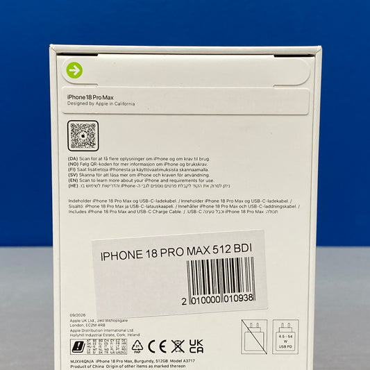 Apple iPhone 18 Pro Max 512GB | Burgundy | NOVO | Stock disponivel em loja