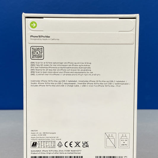 Apple iPhone 18 Pro Max 512GB | Silver | NOVO | Stock disponivel em loja