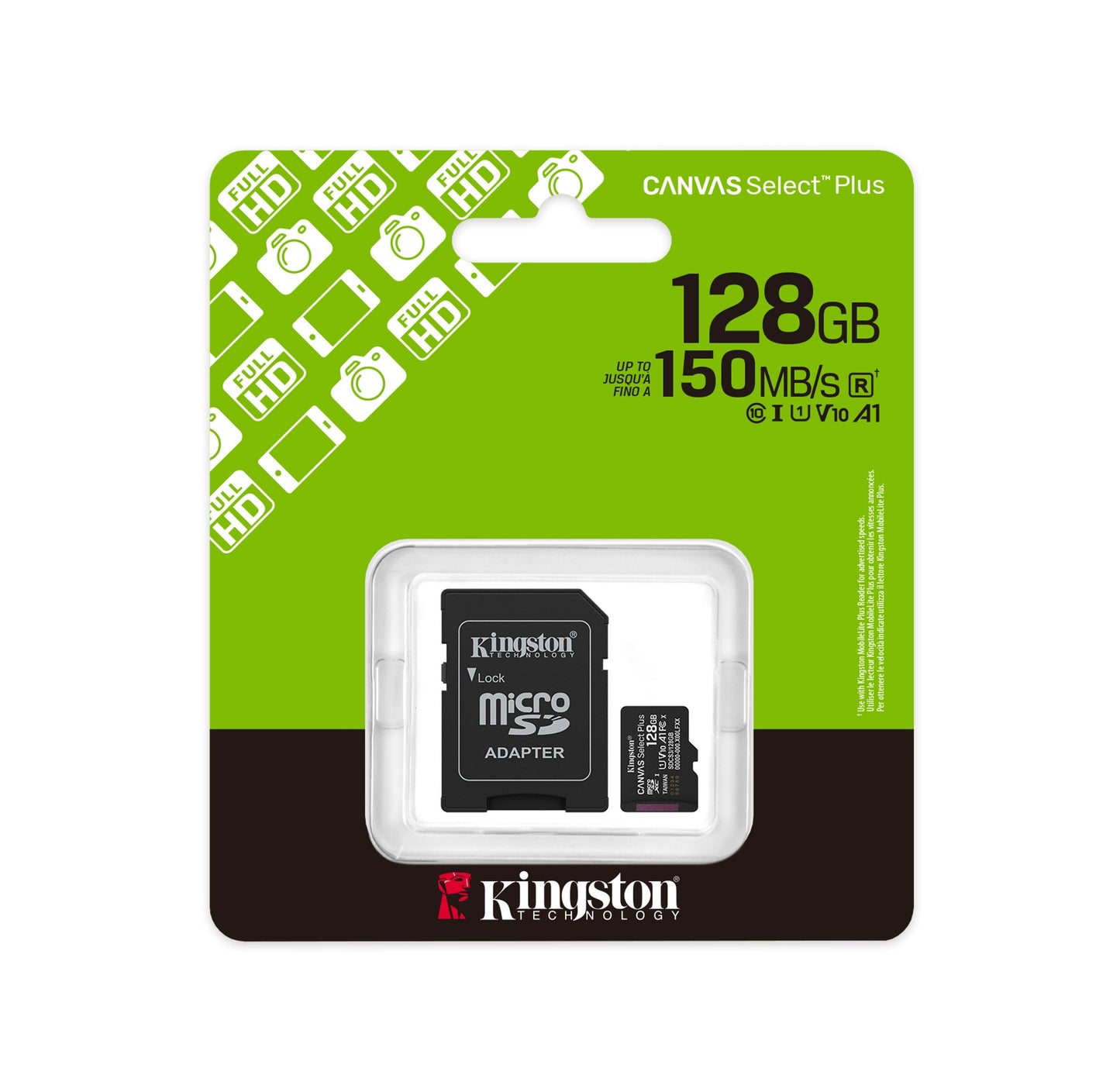 Kingston Canvas Select Plus MicroSDHC - 128GB - 150MB/s V10 c/ Adaptador