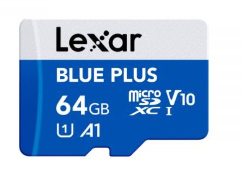 Lexar microSDXC BLUE PLUS - 64GB - 100MB/s V10 c/Adaptador - NOVO