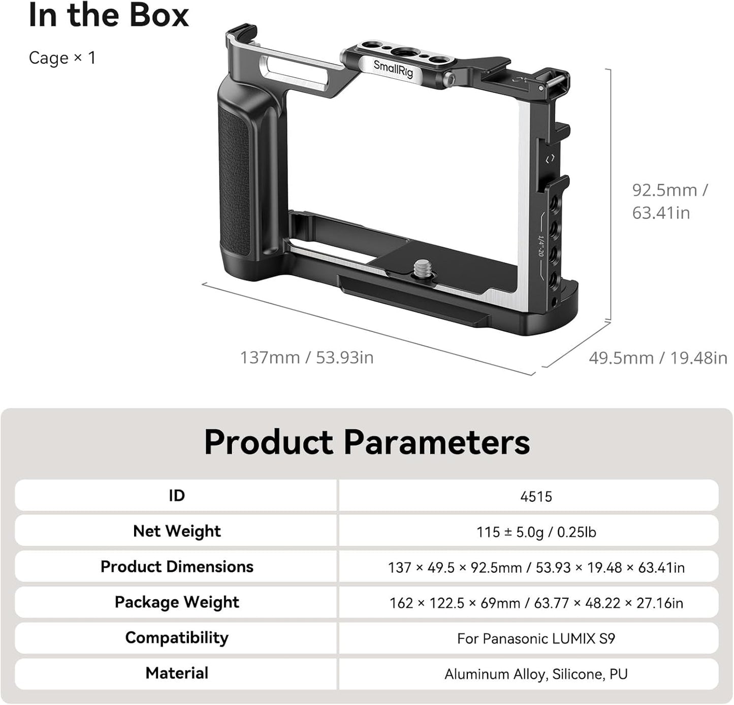 Cage SmallRig 4515 | Lumix S9 | NOVA