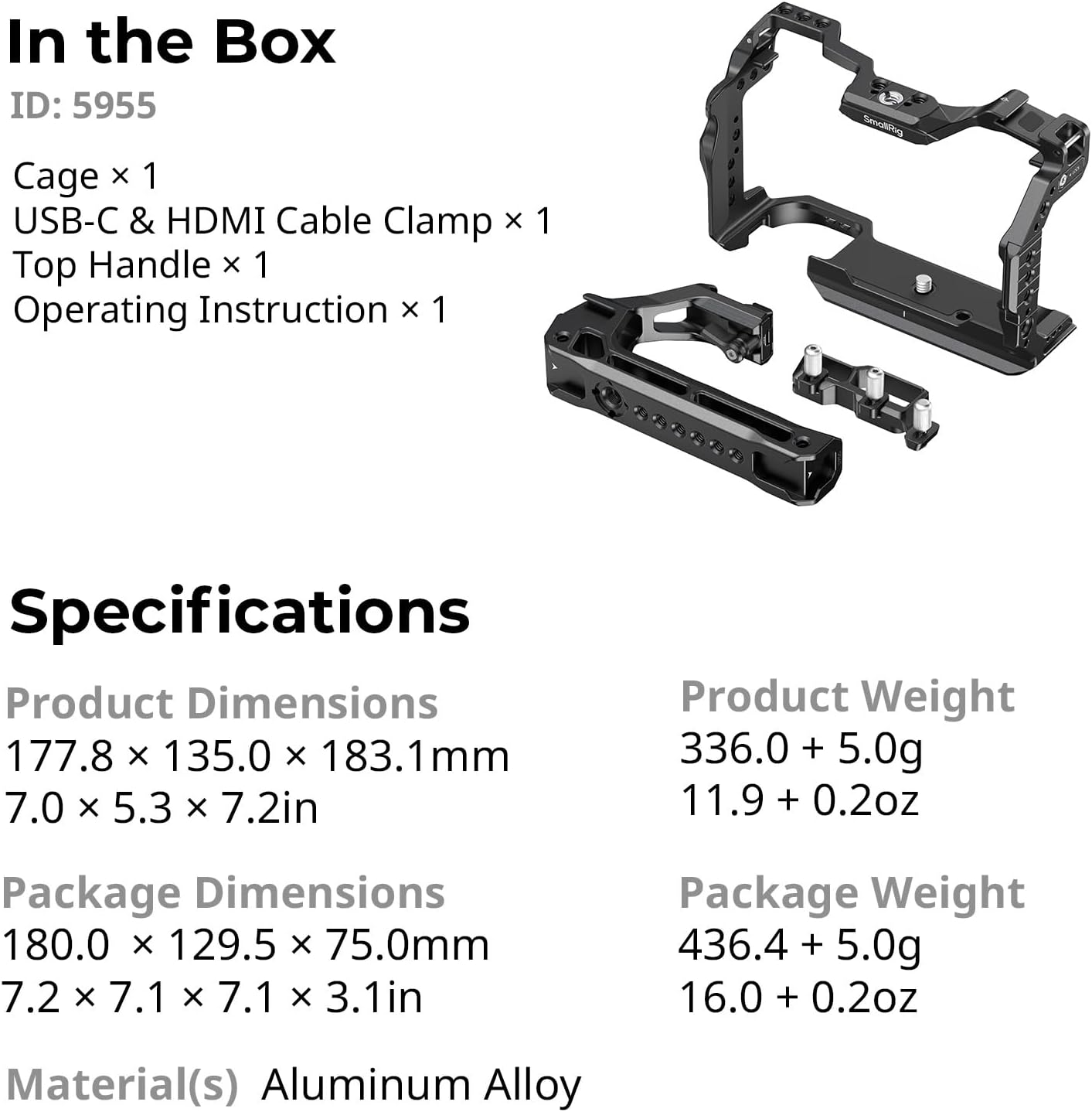 Cage Kit SmallRig 5955 | Canon R6 II | Canon R6 III | NOVA