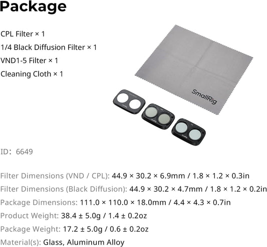 SmallRig 6649 - Filter Kit para DJI Osmo Pocket 4P