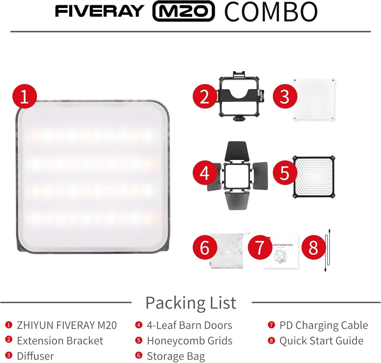 Zhiyun Fiveray M20 Fill Light Combo | 20W | NOVO