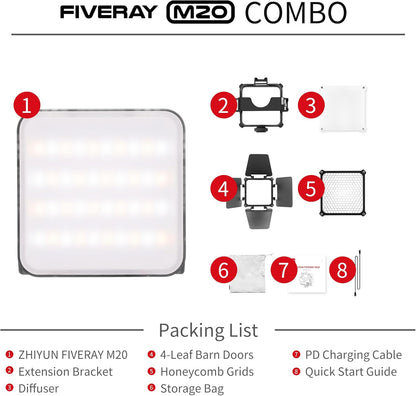 Zhiyun Fiveray M20 Fill Light Combo | 20W | NOVO