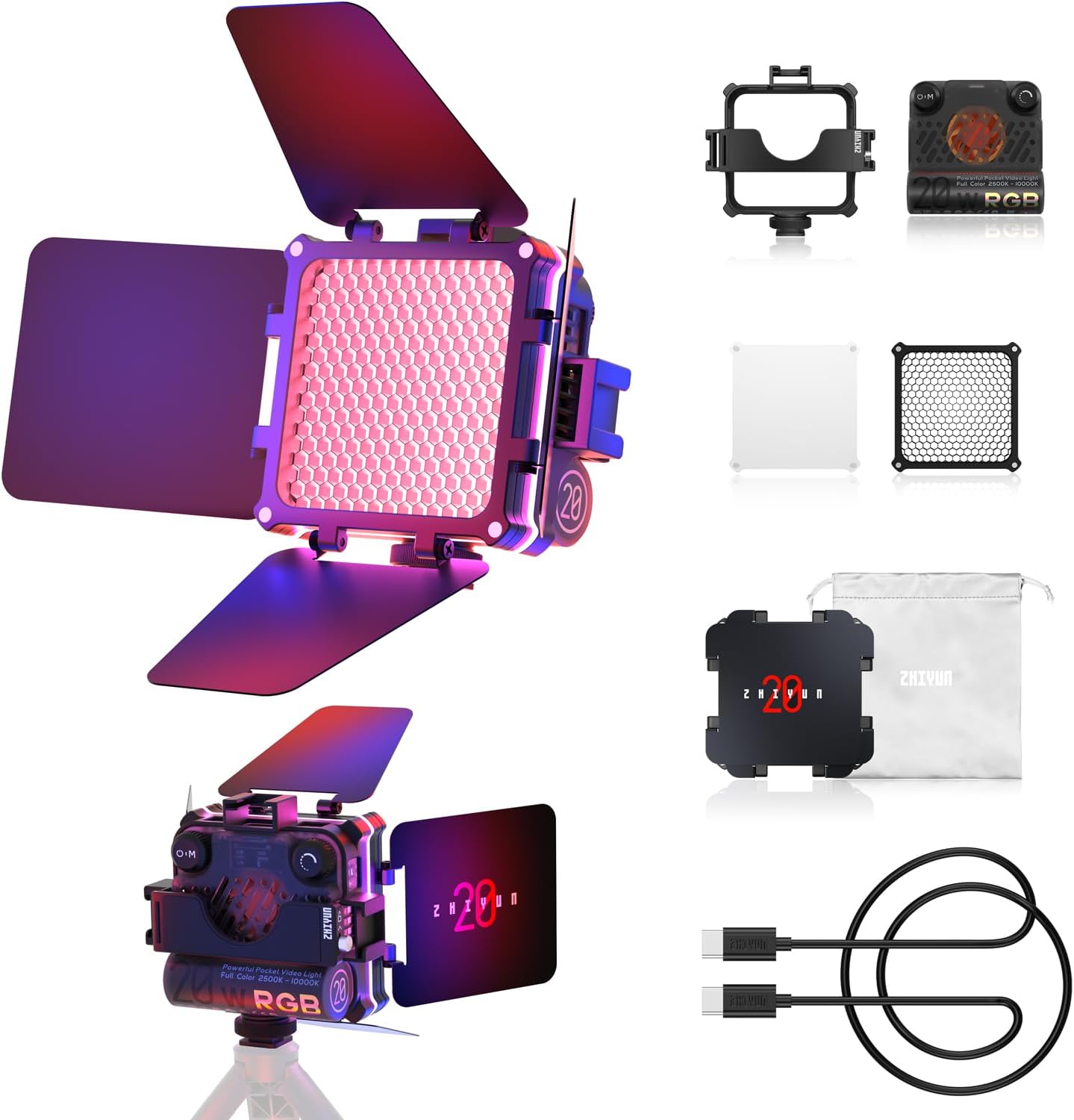 Zhiyun Fiveray M20C Fill Light Combo | RGB | 20W | NOVO