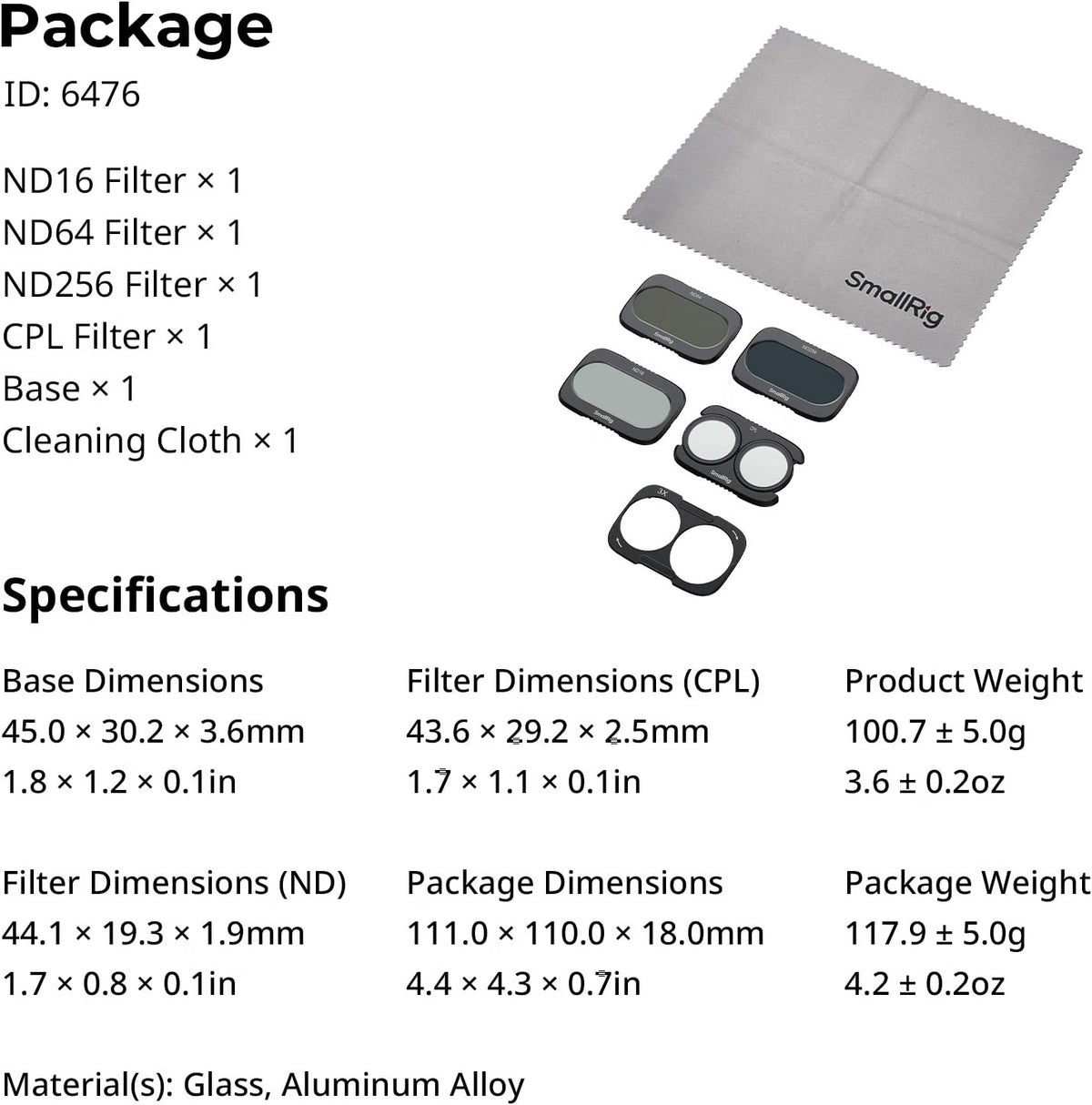 SmallRig 6476 - Split filter Kit para DJI Osmo Pocket 4P