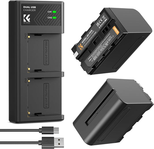 Carregador Duplo K&F Concept + 2x Bateria Sony NP-F970