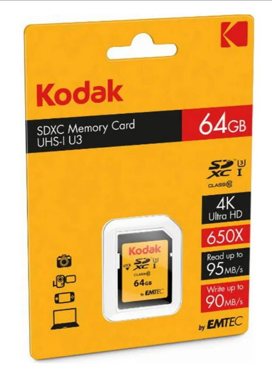 Kodak SDXC 64GB UHS-I U3 V30 100MB/s - NOVO