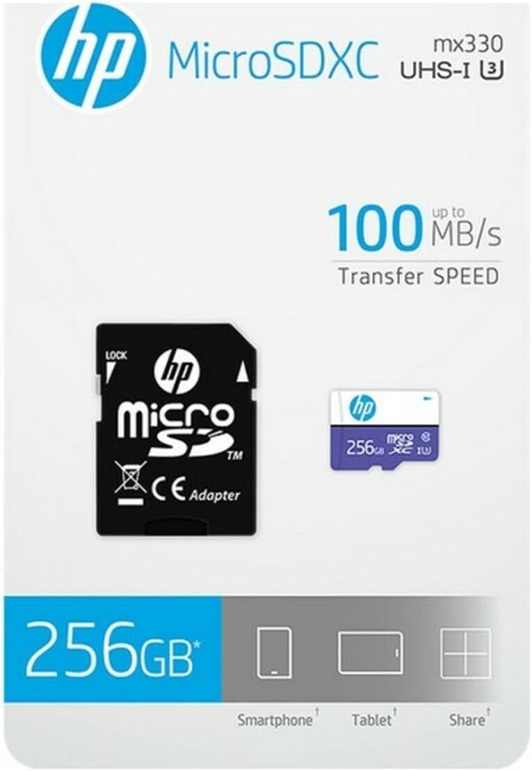 Cartão HP Micro SDXC mx330 V30 A1 256GB 100MB/s