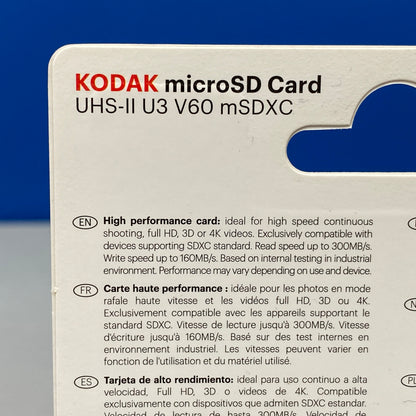 Kodak microSD Card  256 GB UHS-II U3 V60 - 300MB/s