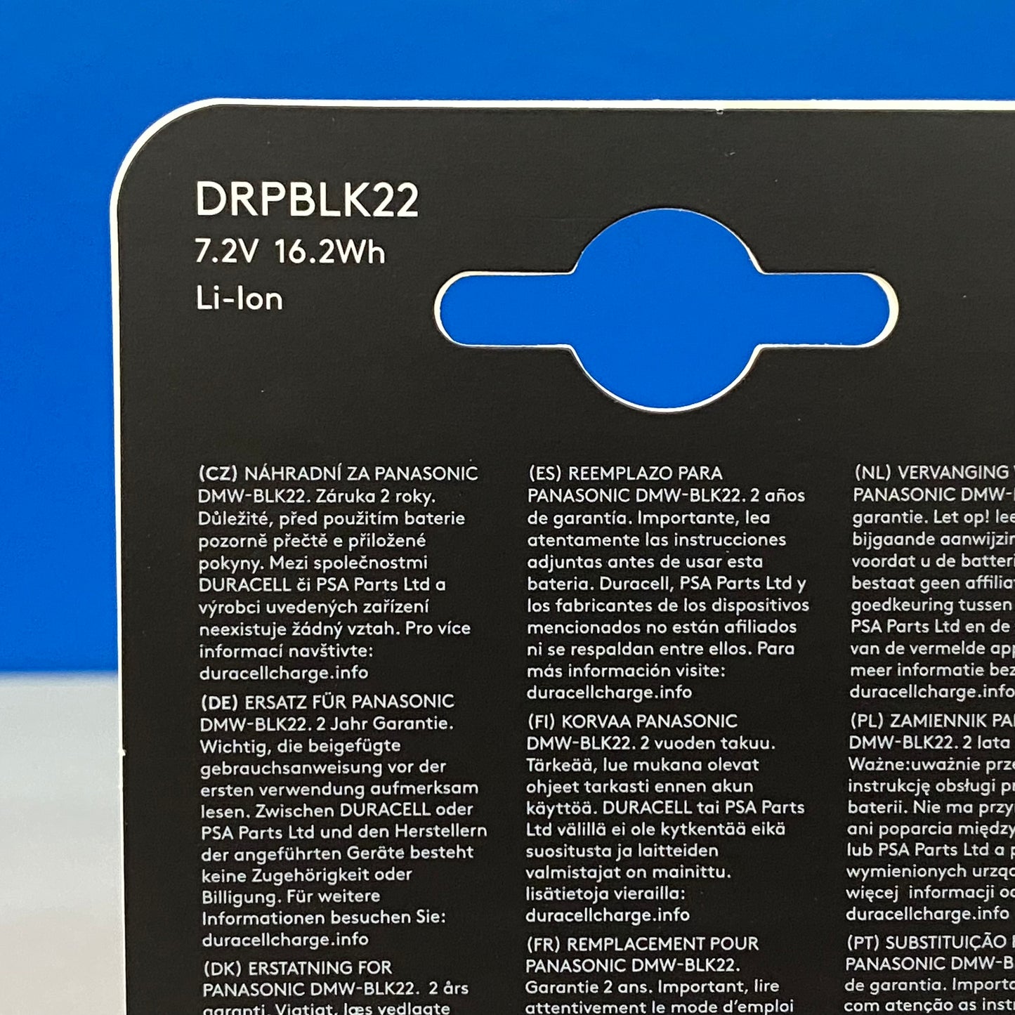 Bateria Duracell - Panasonic DMW-BLK22 (NOVA)