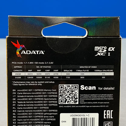 ADATA SD 7.1 Express Card MicroSDXC PCIe Gen3 x1 UHS-I 256GB | 700MB/s - 800MB/s