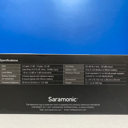 Saramonic SR-AX107 (2-Channel Preamp XLR Audio Adapter) - NOVO