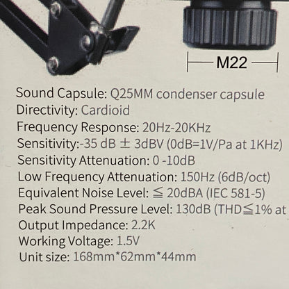 LENSGO KD96 Cardioid Condenser Microphone + Suporte Podcast (NOVO)