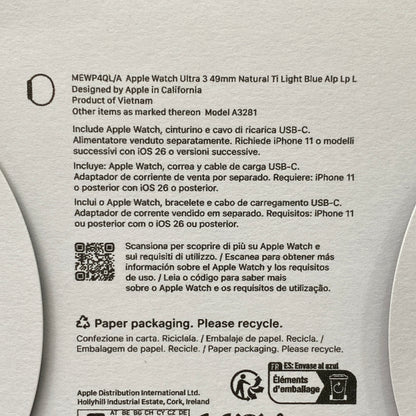 Apple Watch Ultra 3 | Natural Titanium | 49mm | Light Blue Alpine Loop L | NOVO