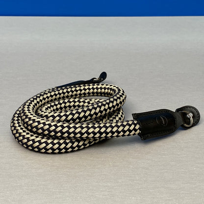 Leica Carrying Strap | Round braided rayon & leather cord | Black/White | 14719