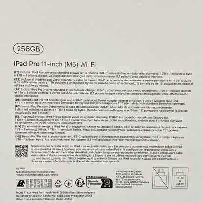 Apple iPad Pro 11" | 2025 | M5 | Wi-Fi | 256GB | Silver | NOVO