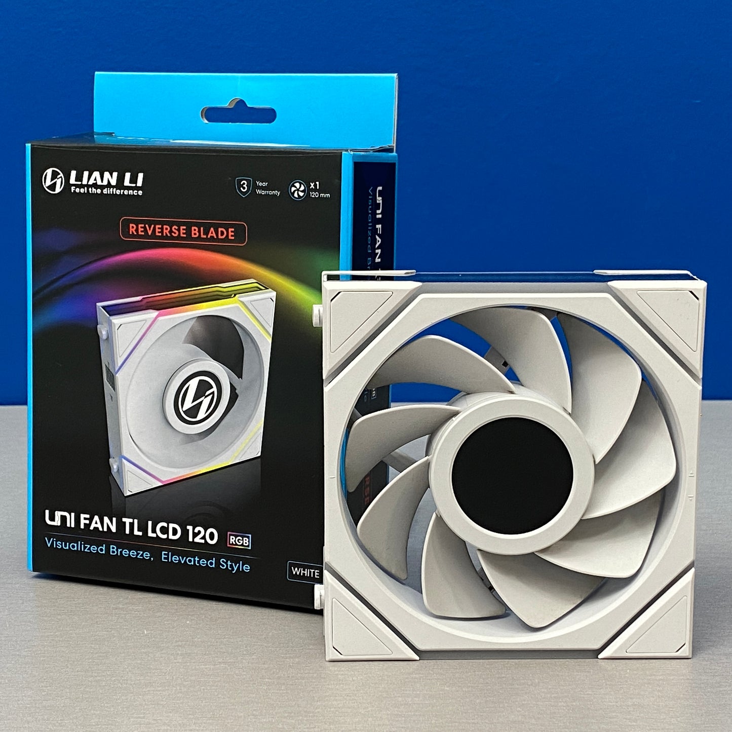 Lian Li UNI Fan TL120 LCD RGB Reverse PWM Branco 120mm