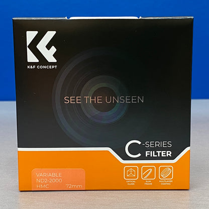 K&F Concept ND2-2000 Slim 72mm (Filtro ND Variável) - NOVO