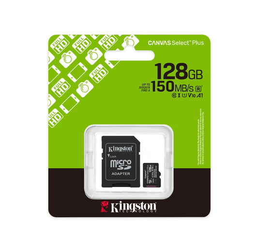Kingston Canvas Select Plus MicroSDHC - 128GB - 150MB/s V10 c/ Adaptador