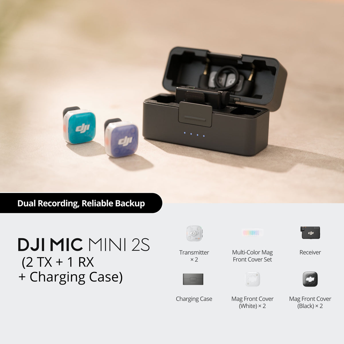 DJI Mic Mini 2S | 2 TX + 1 RX + Charging Case | NOVO