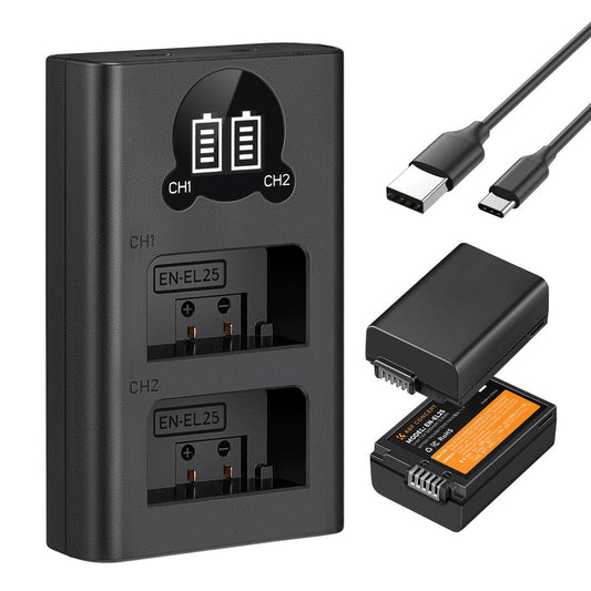 Carregador Duplo K&F Concept + 2x Baterias Nikon EN-EL25