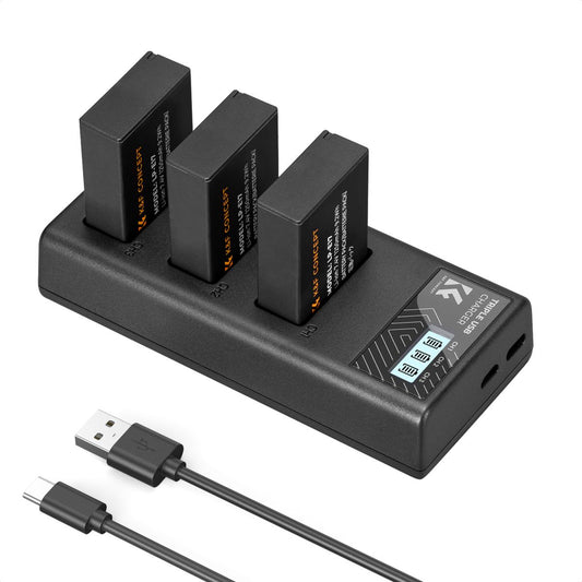 Carregador Triplo K&F Concept + 3x Bateria Canon LP-E17