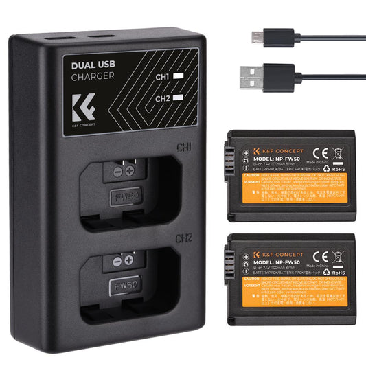 Carregador Duplo K&F Concept + 2x Baterias NP-FW50