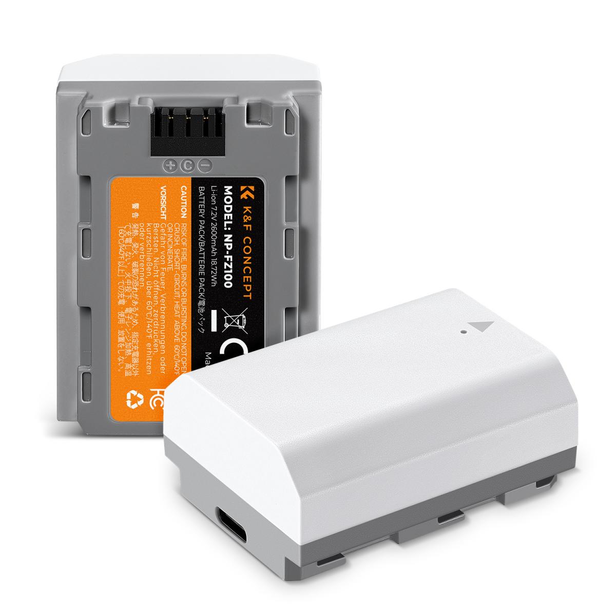 Bateria K&F Concept USB Type-C | 2x Sony NP-FZ100 | Pack Duplo | NOVO