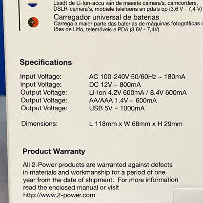 Carregador Universal - 2-Power (Baterias de 3.6V-7.4V)